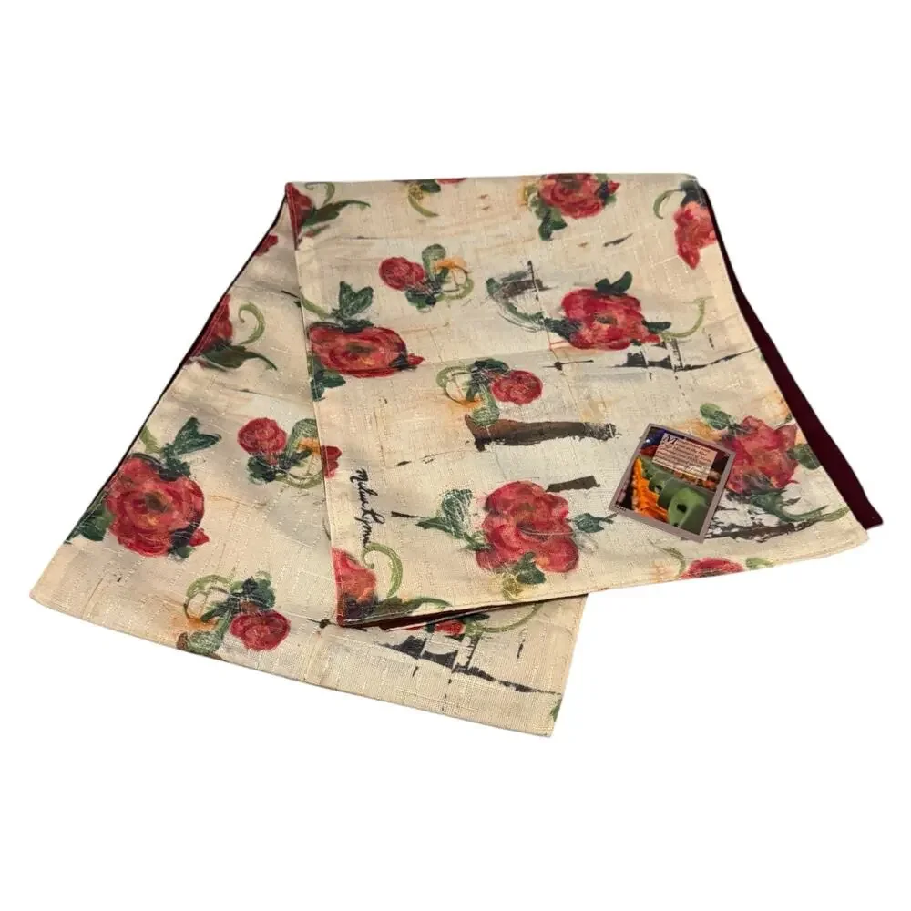 MCM Floral Fusion Table Runner Lined Melissa Lyons Red Rose White 72